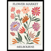 Flower Market | Melbourne Or Personalise It! A4 210 X 297Mm 8.3 11.7 Inches / Framed Print: Black
