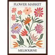 Flower Market | Melbourne Or Personalise It! A4 210 X 297Mm 8.3 11.7 Inches / Framed Print: