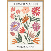 Flower Market | Melbourne Or Personalise It! A4 210 X 297Mm 8.3 11.7 Inches / Framed Print: Natural
