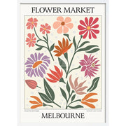 Flower Market | Melbourne Or Personalise It! A4 210 X 297Mm 8.3 11.7 Inches / Framed Print: White