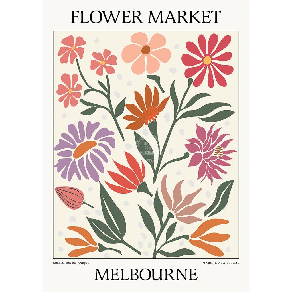 Flower Market | Melbourne Or Personalise It! A4 210 X 297Mm 8.3 11.7 Inches / Unframed Print Art