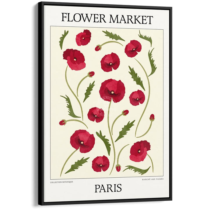Flower Market | Paris Or Personalise It! A4 210 X 297Mm 8.3 11.7 Inches / Canvas Floating Frame: