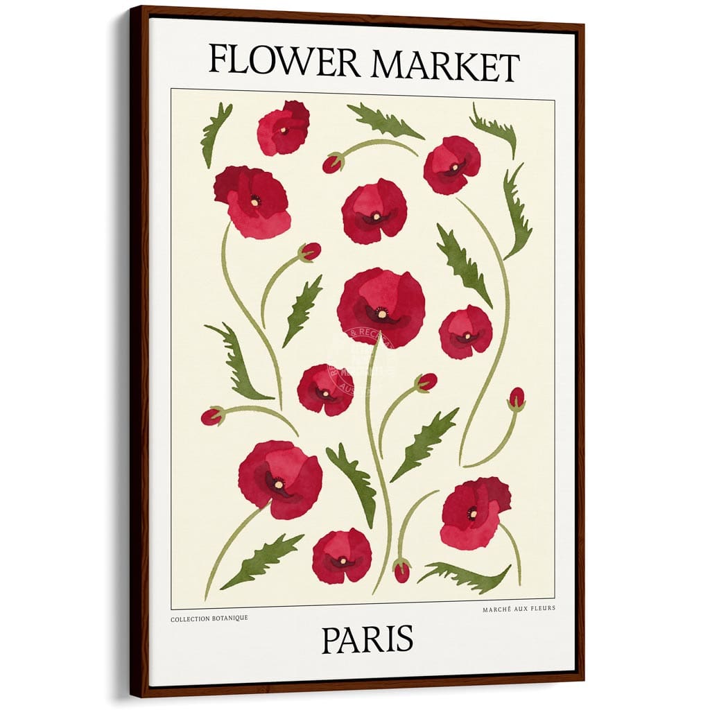 Flower Market | Paris Or Personalise It! A4 210 X 297Mm 8.3 11.7 Inches / Canvas Floating Frame: