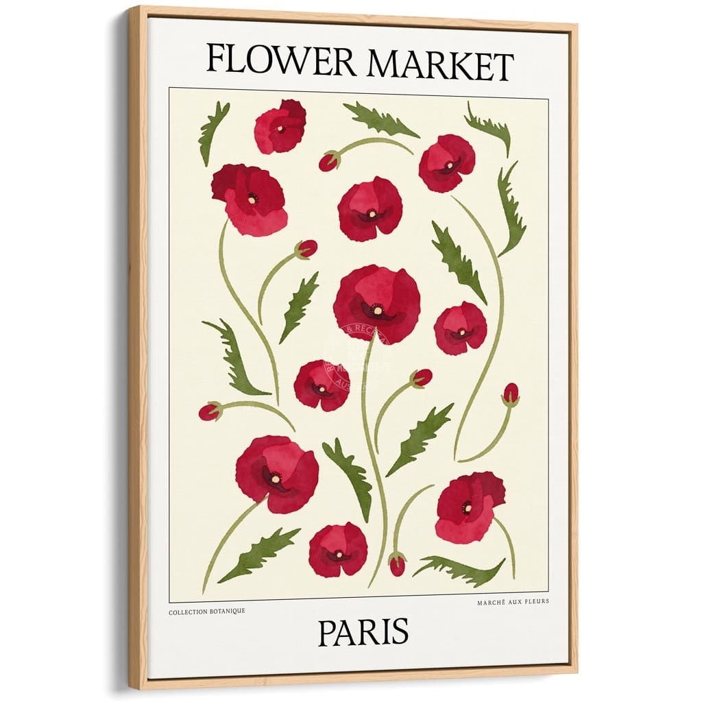 Flower Market | Paris Or Personalise It! A4 210 X 297Mm 8.3 11.7 Inches / Canvas Floating Frame: