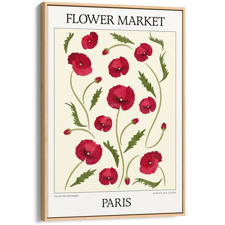 Flower Market | Paris Or Personalise It! A4 210 X 297Mm 8.3 11.7 Inches / Canvas Floating Frame: