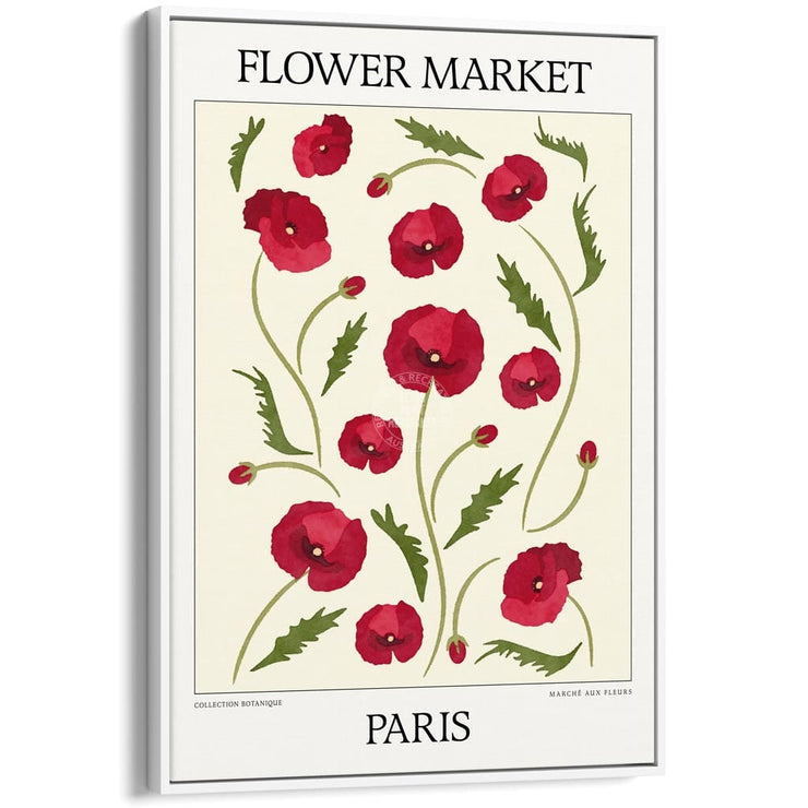 Flower Market | Paris Or Personalise It! A4 210 X 297Mm 8.3 11.7 Inches / Canvas Floating Frame:
