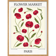 Flower Market | Paris Or Personalise It! A4 210 X 297Mm 8.3 11.7 Inches / Framed Print: Natural Oak