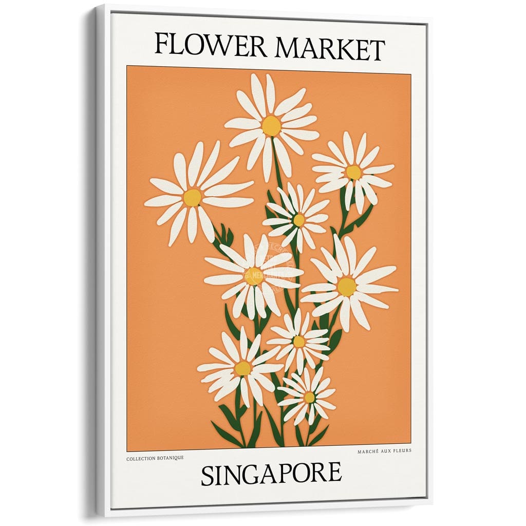 Flower Market | Singapore Or Personalise It! A4 210 X 297Mm 8.3 11.7 Inches / Canvas Floating Frame:
