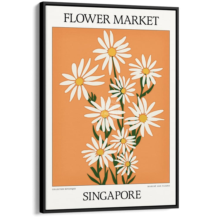 Flower Market | Singapore Or Personalise It! A4 210 X 297Mm 8.3 11.7 Inches / Canvas Floating Frame: