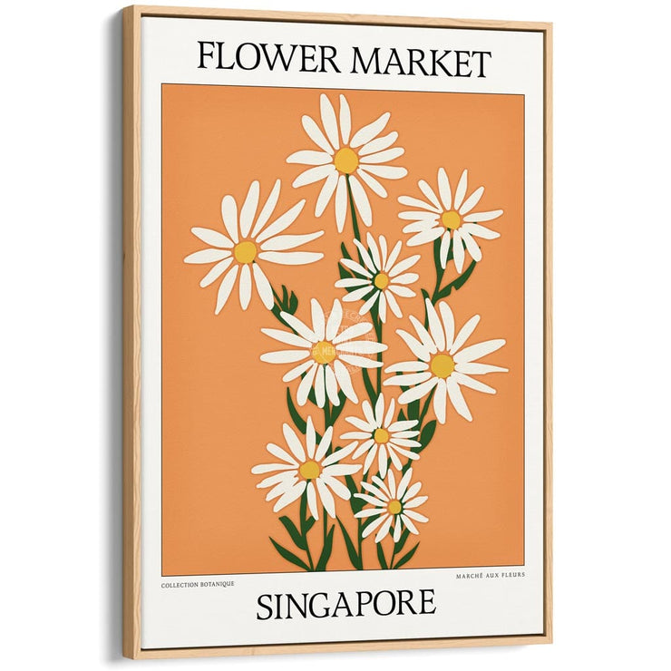 Flower Market | Singapore Or Personalise It! A4 210 X 297Mm 8.3 11.7 Inches / Canvas Floating Frame: