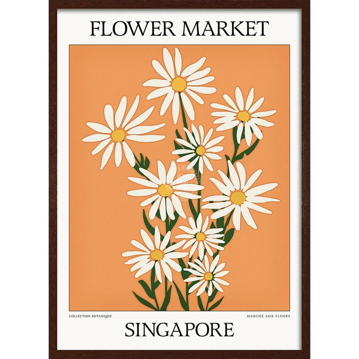 Flower Market | Singapore Or Personalise It! A4 210 X 297Mm 8.3 11.7 Inches / Framed Print: