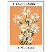 Flower Market | Singapore Or Personalise It! A4 210 X 297Mm 8.3 11.7 Inches / Framed Print: White