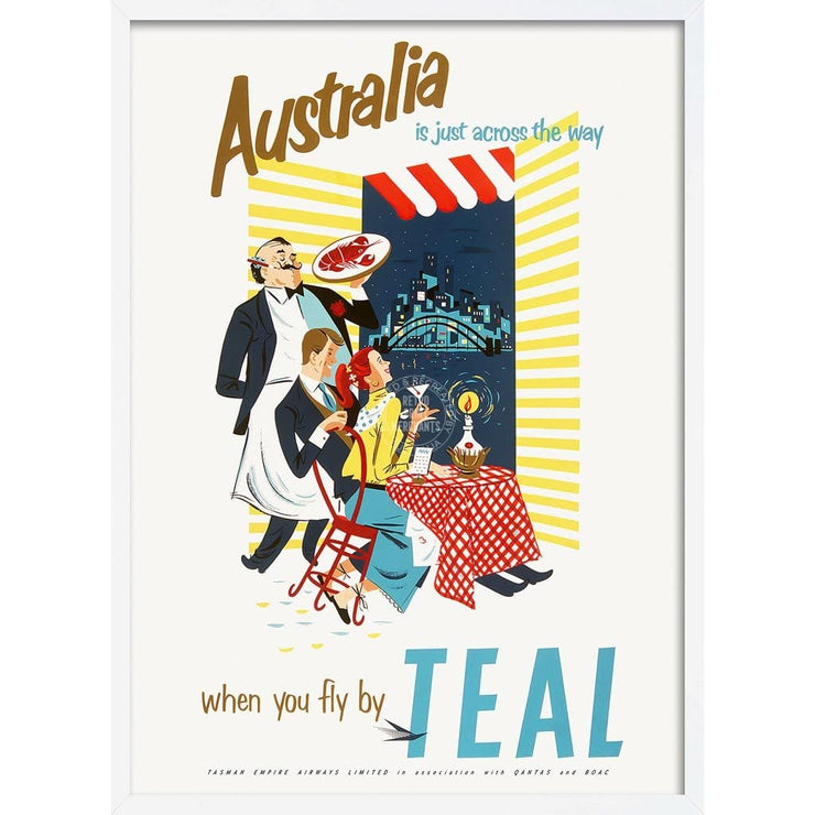 Fly To Australia With Teal | New Zealand 422Mm X 295Mm 16.6 11.6 A3 / White Print Art