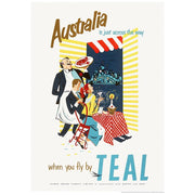 Fly To Australia With Teal | New Zealand 422Mm X 295Mm 16.6 11.6 A3 / Unframed Print Art