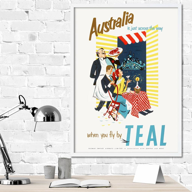 Fly To Australia With Teal | New Zealand Print Art