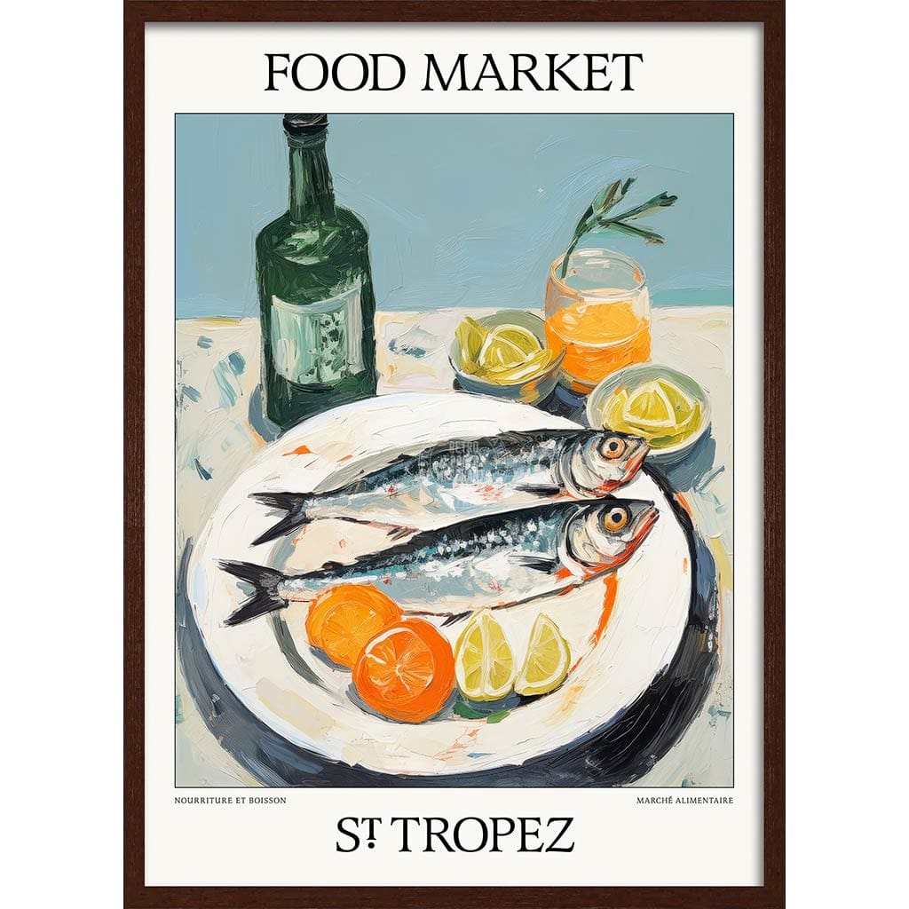 Food Market | St Tropez Or Personalise It! A4 210 X 297Mm 8.3 11.7 Inches / Framed Print: Chocolate