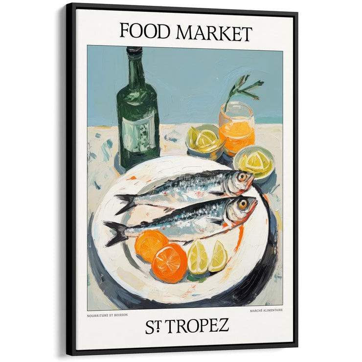Food Market | St Tropez Or Personalise It! A4 210 X 297Mm 8.3 11.7 Inches / Canvas Floating Frame: