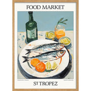 Food Market | St Tropez Or Personalise It! A4 210 X 297Mm 8.3 11.7 Inches / Framed Print: Natural