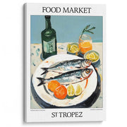 Food Market | St Tropez Or Personalise It! A4 210 X 297Mm 8.3 11.7 Inches / Stretched Canvas Print