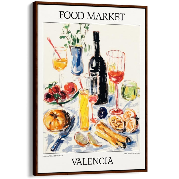 Food Market | Valencia Or Personalise It! A4 210 X 297Mm 8.3 11.7 Inches / Canvas Floating Frame: