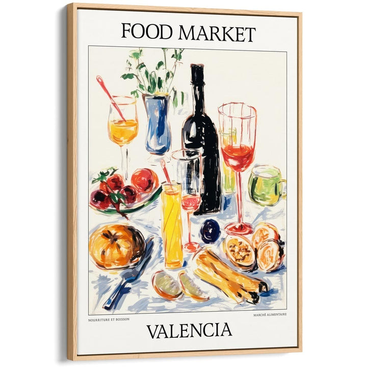 Food Market | Valencia Or Personalise It! A4 210 X 297Mm 8.3 11.7 Inches / Canvas Floating Frame: