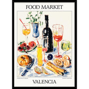 Food Market | Valencia Or Personalise It! A4 210 X 297Mm 8.3 11.7 Inches / Framed Print: Black