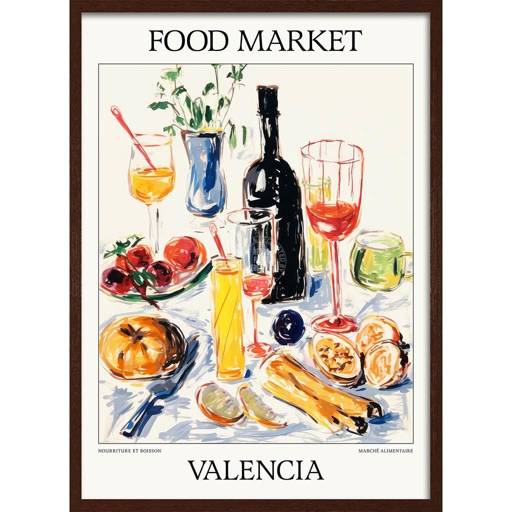 Food Market | Valencia Or Personalise It! A4 210 X 297Mm 8.3 11.7 Inches / Framed Print: Chocolate