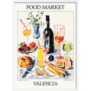 Food Market | Valencia Or Personalise It! A4 210 X 297Mm 8.3 11.7 Inches / Framed Print: White