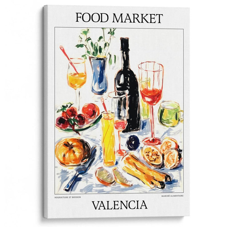 Food Market | Valencia Or Personalise It! A4 210 X 297Mm 8.3 11.7 Inches / Stretched Canvas Print