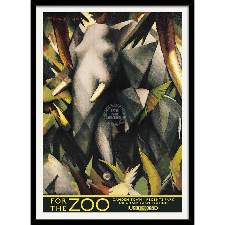 For The Zoo London Underground | United Kingdom 422Mm X 295Mm 16.6 11.6 A3 / Black Print Art