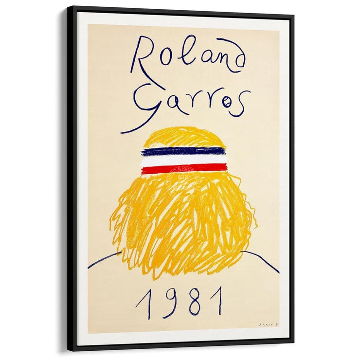 French Open Tennis 1981 | France A3 297 X 420Mm 11.7 16.5 Inches / Canvas Floating Frame - Black