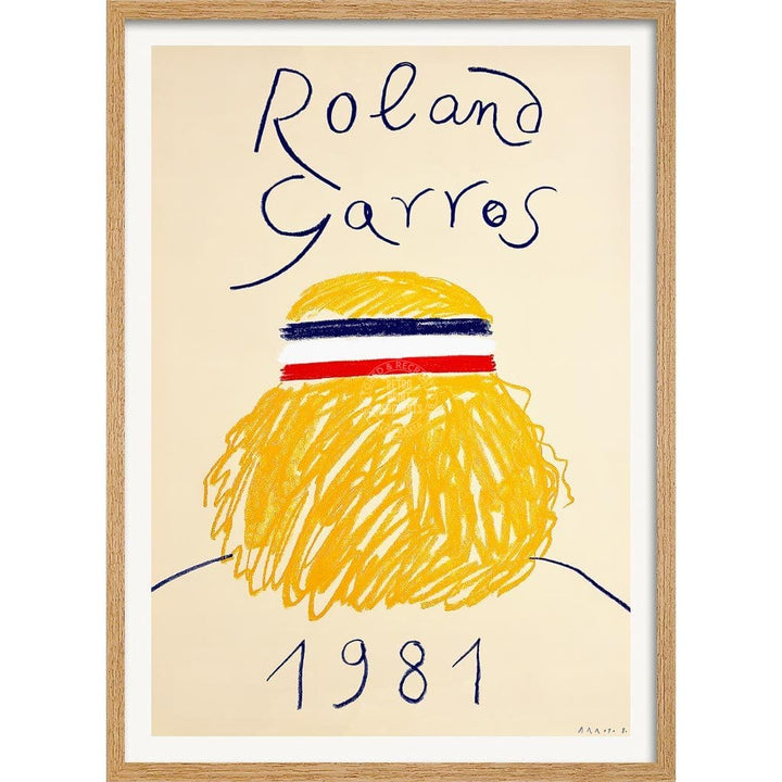 French Open Tennis 1981 | France A3 297 X 420Mm 11.7 16.5 Inches / Framed Print - Natural Oak Timber