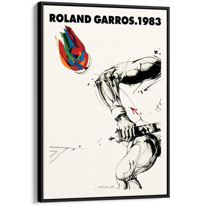 FRENCH OPEN TENNIS 1983 | FRANCE A3 | 297 x 420mm | 11.7 x 16.5 inches / Canvas Floating Frame: Black Timber Print Art