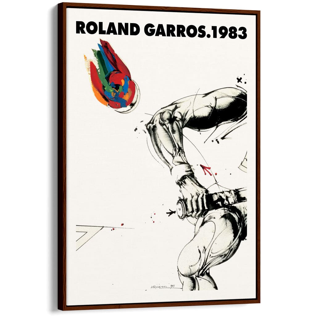 FRENCH OPEN TENNIS 1983 | FRANCE A3 | 297 x 420mm | 11.7 x 16.5 inches / Canvas Floating Frame: Chocolate Oak Timber
