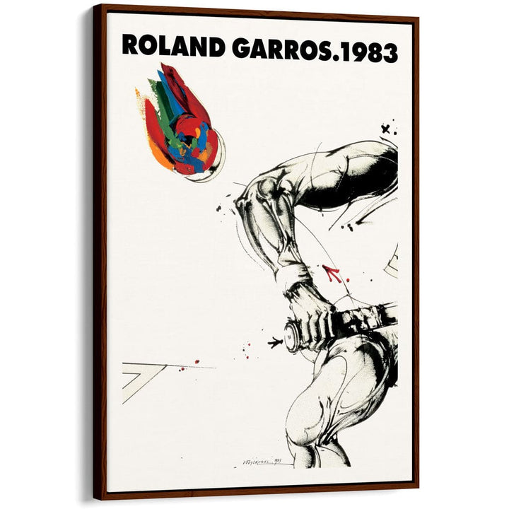 FRENCH OPEN TENNIS 1983 | FRANCE A3 | 297 x 420mm | 11.7 x 16.5 inches / Canvas Floating Frame: Chocolate Oak Timber