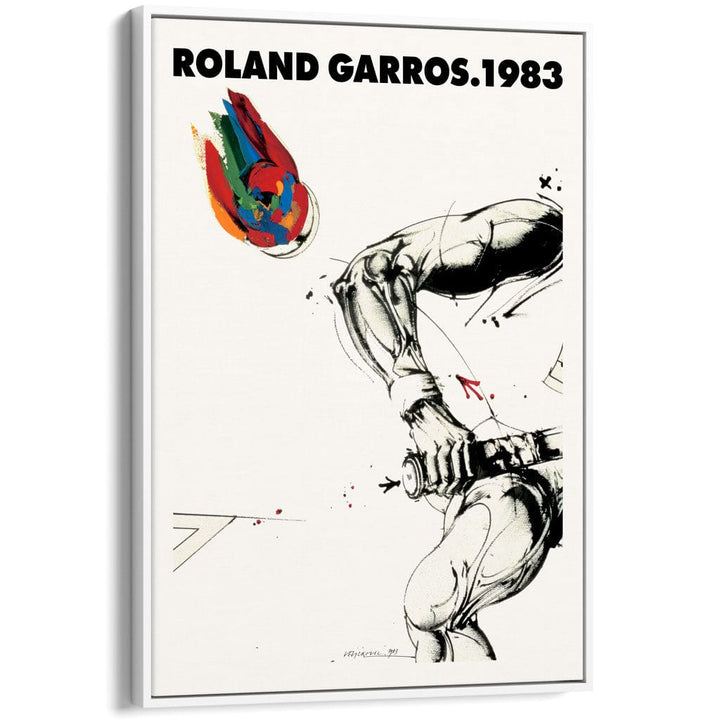 FRENCH OPEN TENNIS 1983 | FRANCE A3 | 297 x 420mm | 11.7 x 16.5 inches / Canvas Floating Frame: White Timber Print Art