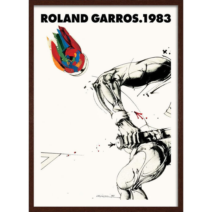 FRENCH OPEN TENNIS 1983 | FRANCE A3 | 297 x 420mm | 11.7 x 16.5 inches / Framed Print: Chocolate Oak Timber Print Art