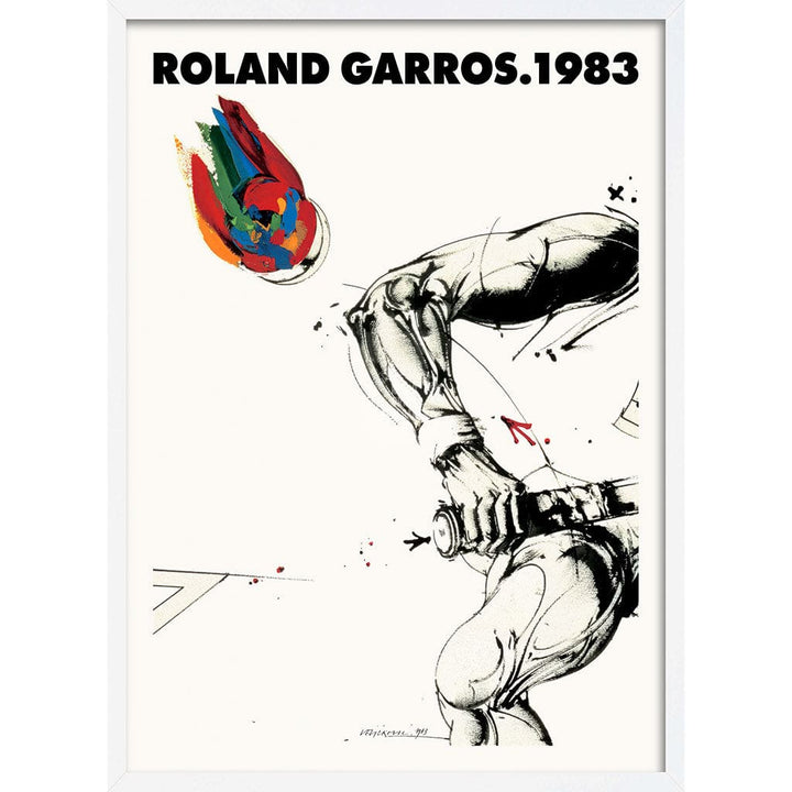 FRENCH OPEN TENNIS 1983 | FRANCE A3 | 297 x 420mm | 11.7 x 16.5 inches / Framed Print: White Timber Print Art