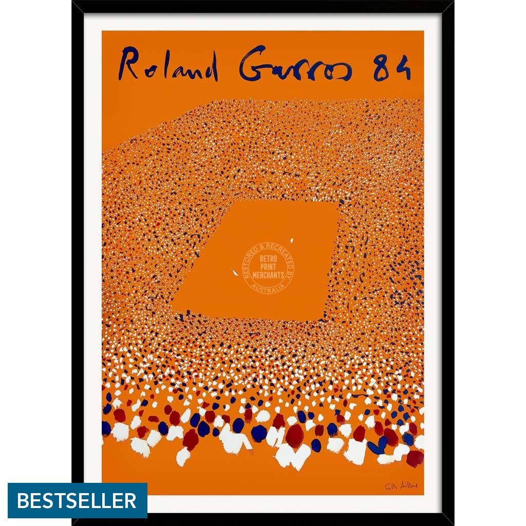 French Open Tennis 1984 | France A3 297 X 420Mm 11.7 16.5 Inches / Framed Print - Black Timber Art