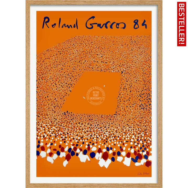 French Open Tennis 1984 | France A3 297 X 420Mm 11.7 16.5 Inches / Framed Print - Natural Oak Timber
