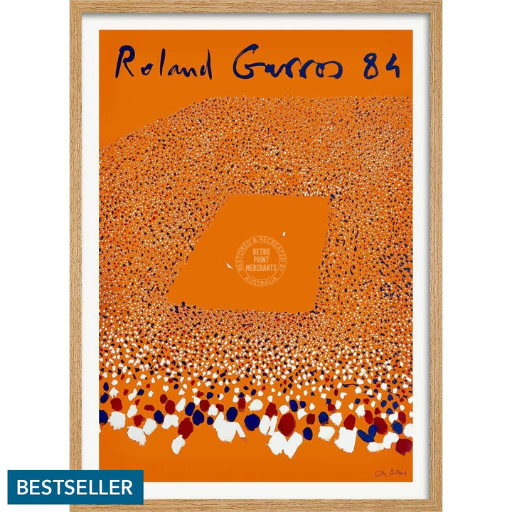 French Open Tennis 1984 | France A3 297 X 420Mm 11.7 16.5 Inches / Framed Print - Natural Oak Timber