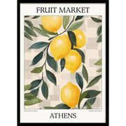 Fruit Market | Athens Or Personalise It! A4 210 X 297Mm 8.3 11.7 Inches / Framed Print: Black Timber