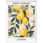 Fruit Market | Athens Or Personalise It! A4 210 X 297Mm 8.3 11.7 Inches / Framed Print: White Timber