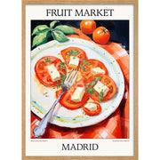 Fruit Market | Madrid Or Personalise It! A4 210 X 297Mm 8.3 11.7 Inches / Framed Print: Natural Oak