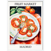 Fruit Market | Madrid Or Personalise It! A4 210 X 297Mm 8.3 11.7 Inches / Framed Print: White Timber