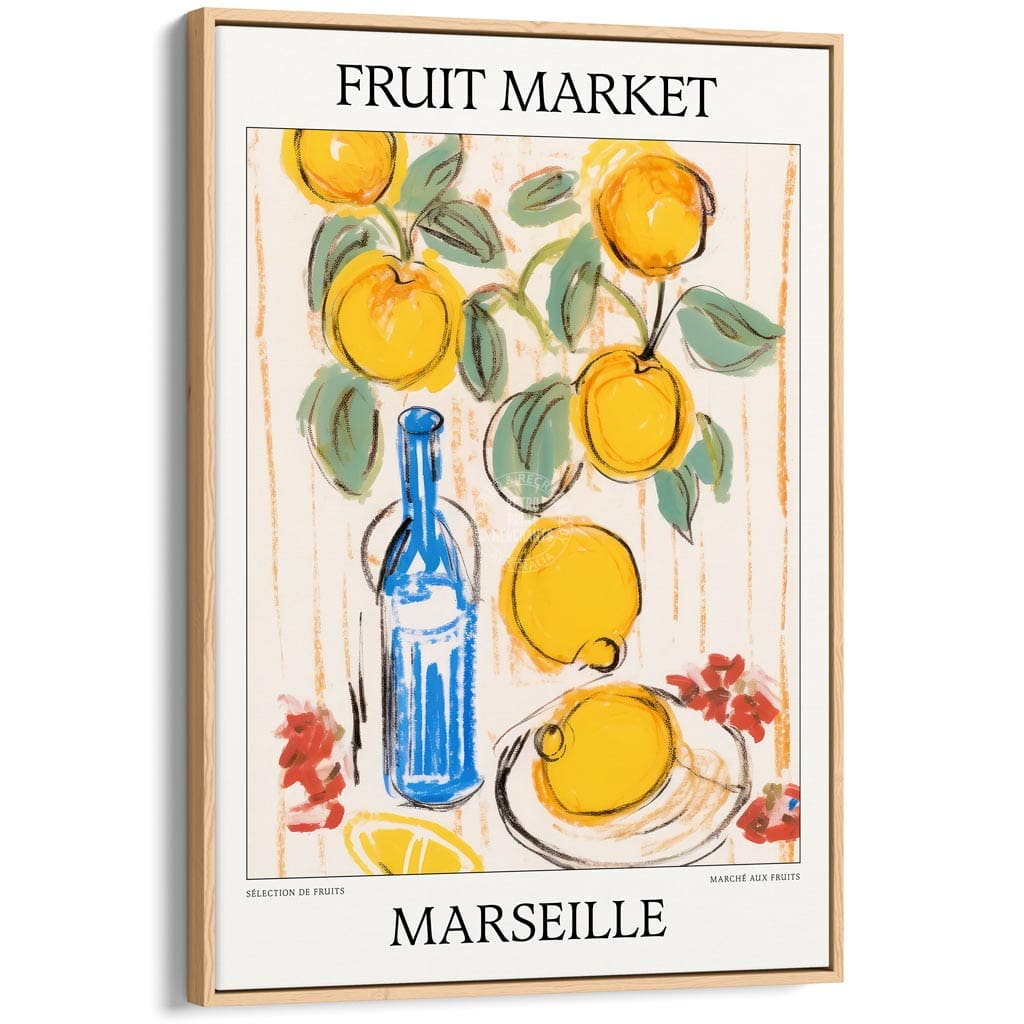 Fruit Market | Marseille Or Personalise It! A4 210 X 297Mm 8.3 11.7 Inches / Canvas Floating Frame: