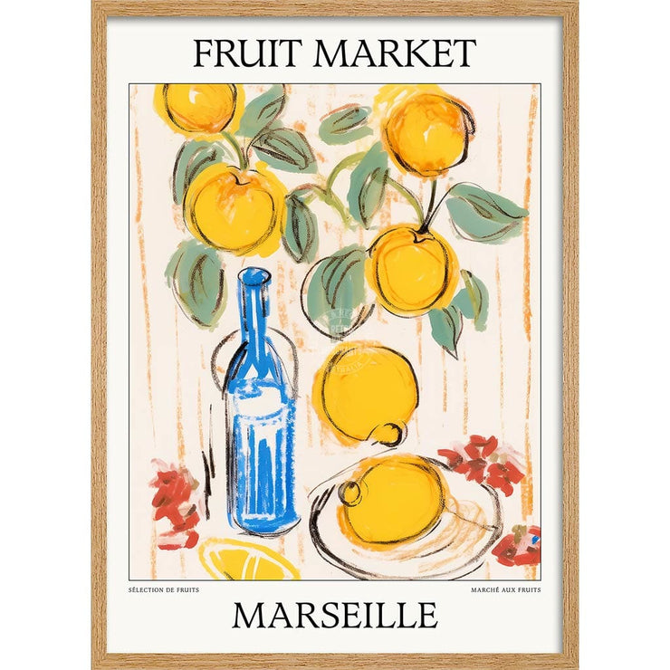 Fruit Market | Marseille Or Personalise It! A4 210 X 297Mm 8.3 11.7 Inches / Framed Print: Natural