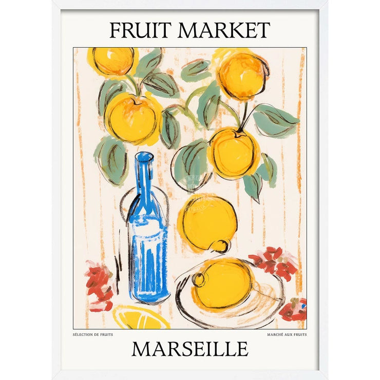 Fruit Market | Marseille Or Personalise It! A4 210 X 297Mm 8.3 11.7 Inches / Framed Print: White
