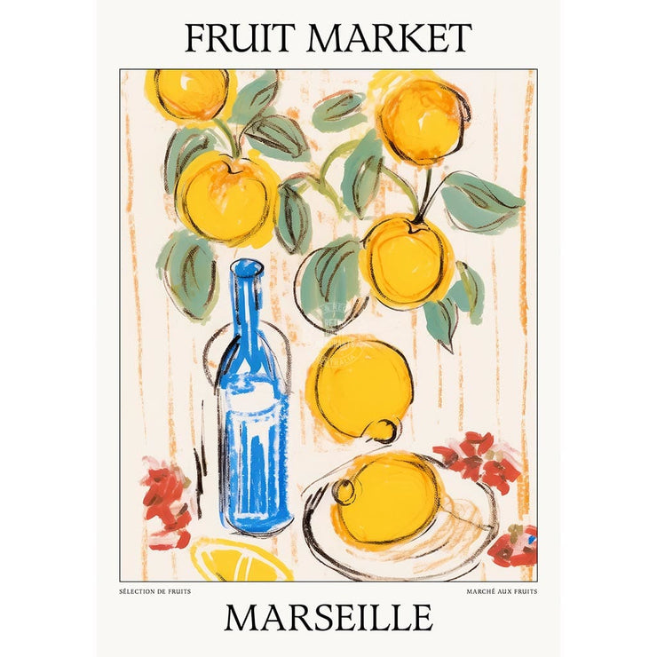 Fruit Market | Marseille Or Personalise It! A4 210 X 297Mm 8.3 11.7 Inches / Unframed Print Art
