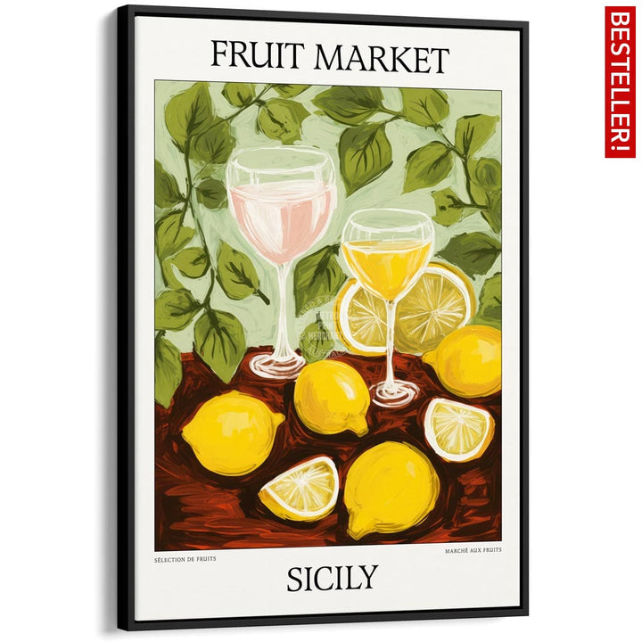 Fruit Market | Sicily Or Personalise It! A4 210 X 297Mm 8.3 11.7 Inches / Canvas Floating Frame: